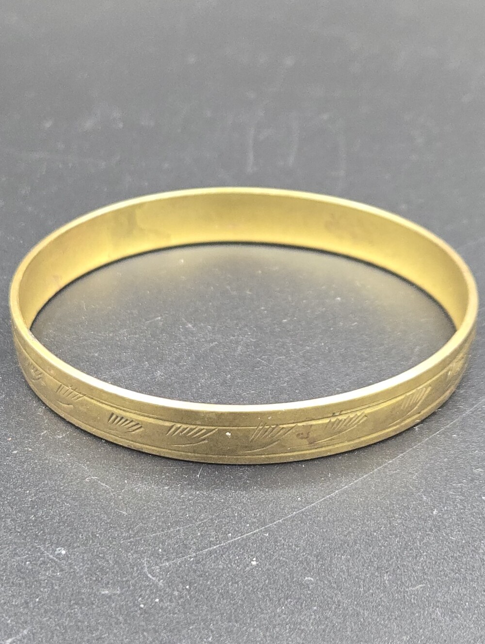 Vintage Etched Brass Bracelet/ Bangle